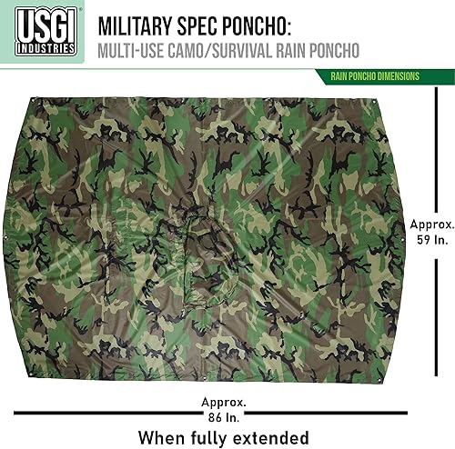 Vista 29 de USGI Industries Poncho de estilo militar Multi Uso Rip Stop Camuflaje Rain Poncho Marpat