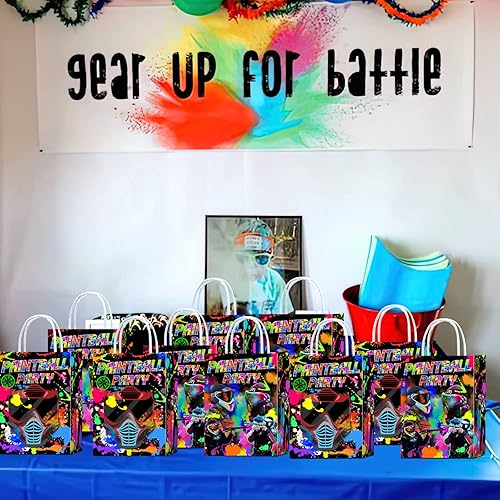 Miniatura 4 de Tyndallrays Bolsas de paintball de 16 piezas con asas, suministros para fiesta de cumpleaños, aperitivos de regalo, dulces, recuerdos de fiesta para