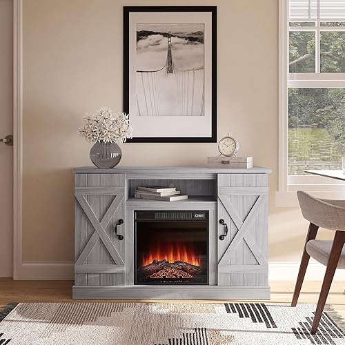 Miniatura 28 de BELLEZE - Soporte de madera rústico para TV de hasta 50", color roble Sargent Gris desteñido,Blanco,Pino Ashland,Gris,claro,Roble