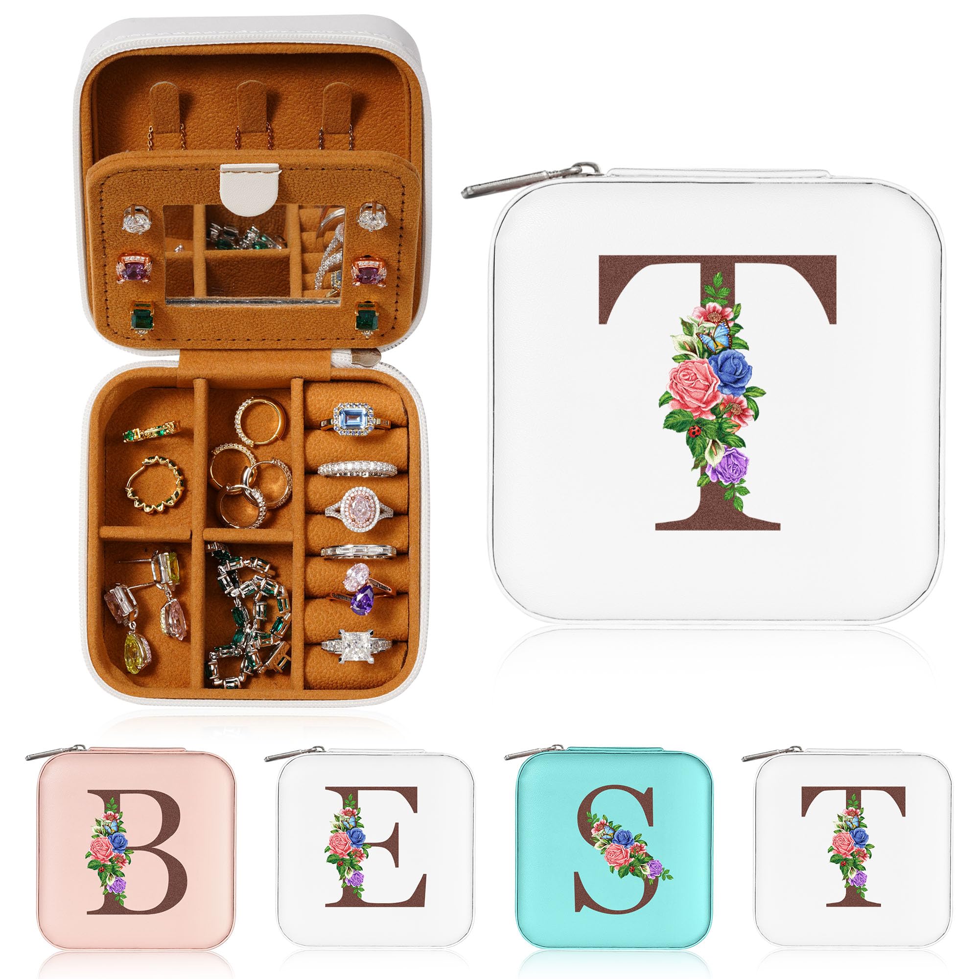 Yesteel Teen Girls Gifts for Teenage Girls Birthday Gifts for Daughter Granddaughter, Small Travel Jewelry Case Jewelry Organizer Jewelry Box for Girls, Teen Girls Gift Ideas Initial T