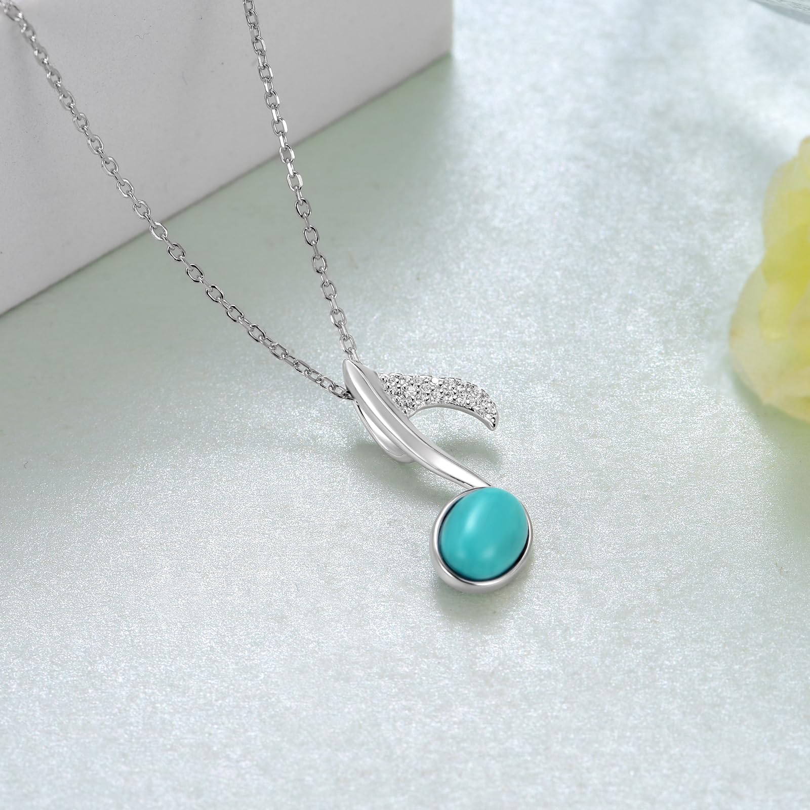 Collana Nota musicale 925 argento Sterling ciondolo nota turchese gioielli musicali per le donne Musiclover regali di compleanno