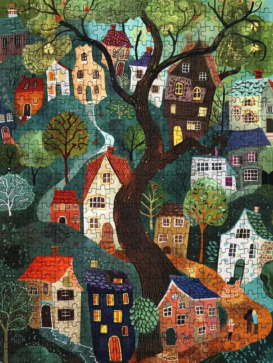 Comunità Foresta Puzzle 2000 Pezzi, 3D Puzzle per Adulti Impegnativo, Educa Puzzles Artistico, Divertente E Stimolante Puzzles Decorativo per La Famiglia, Regalo e Decorazione Pareti FNKL6-1036