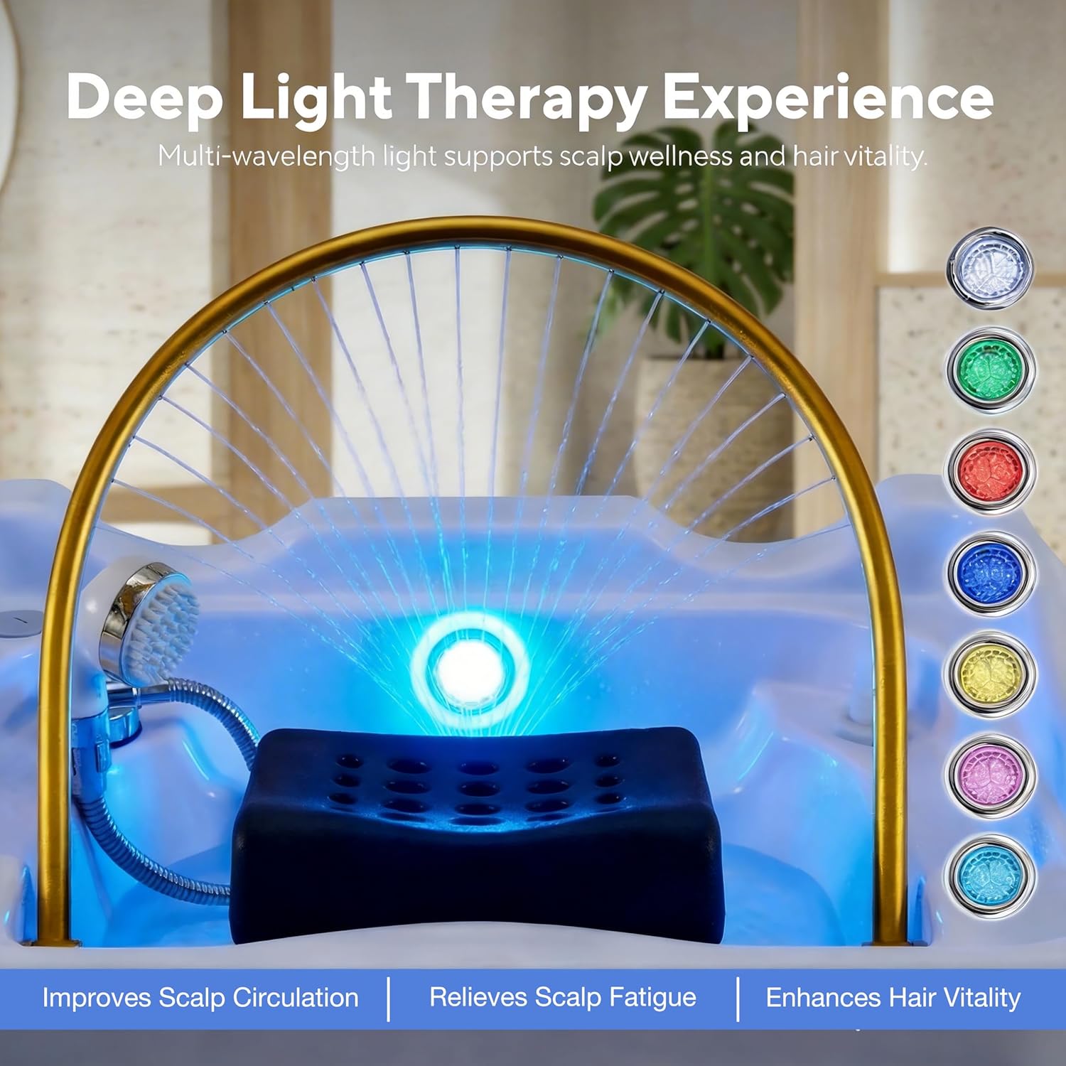 Japanese Head Spa Equipment - Portable Bed Water Shampoo Bowl with Water Circulation & 25L Wastewater Tank, Water and Electricity Separation｜Safe Use, Home Salon-Grade Scalp Care with Light Therapy