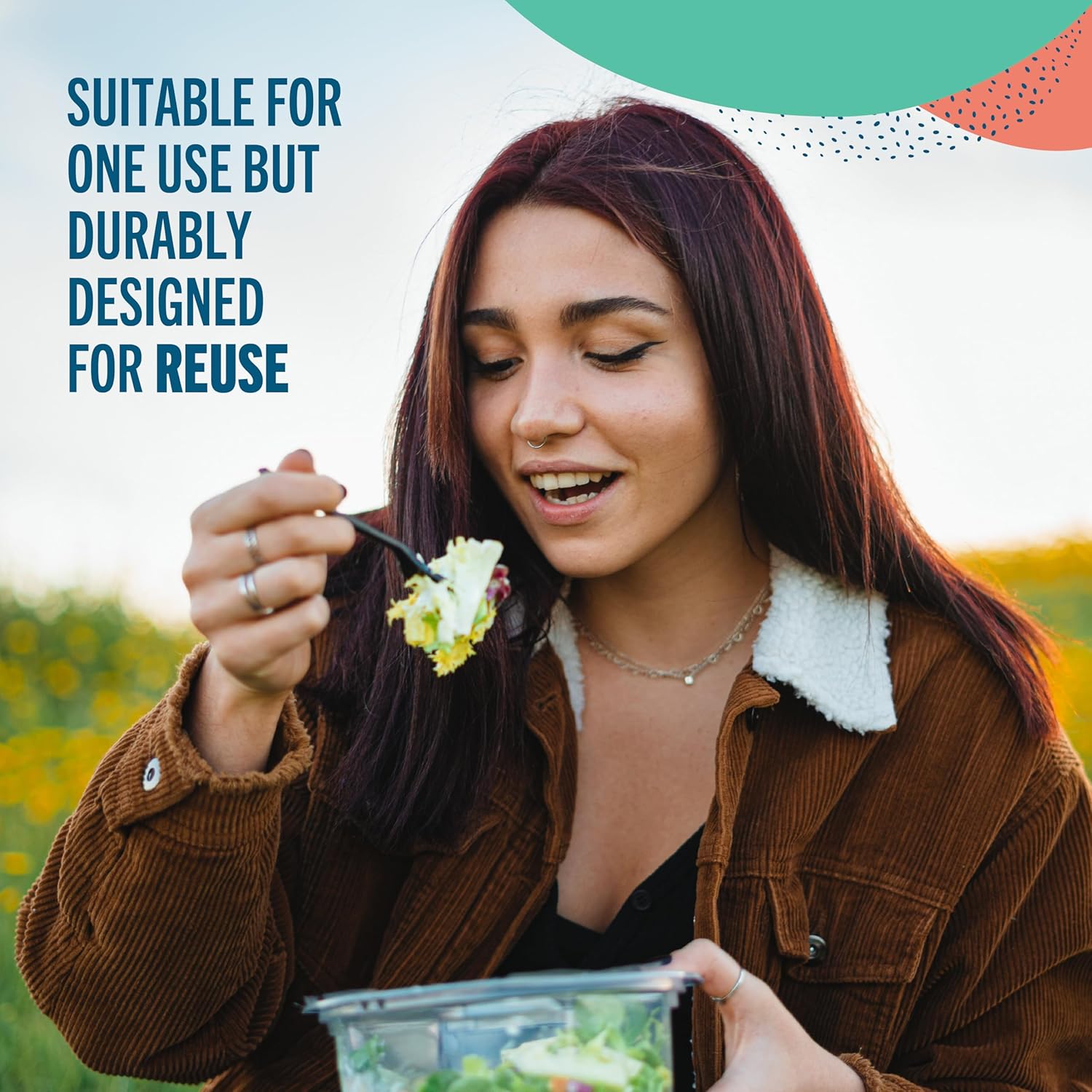 Preserve - Fork 100 Percent Recycled Plastic Medium Weight Cutlery Made in USA - 840 Count