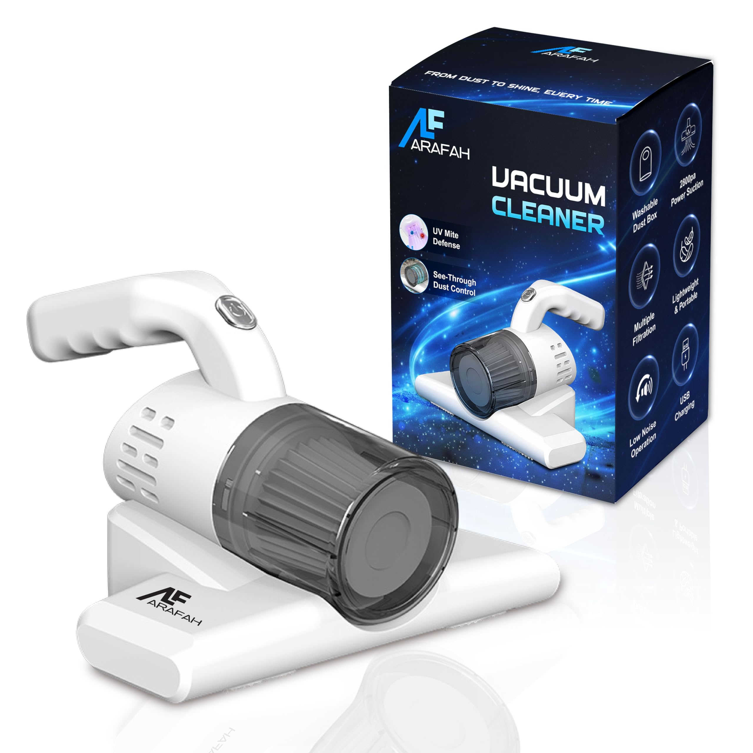 ARAFAH Dust Mite Vacuum Cleaner with UV Light | 2800Pa Strong Suction, 2000mAh Battery | Dust Mite Remover for Bacteria & More | Handheld Design Ideal for Sofas, Mattresses, Car Seats & Upholstery-image-20