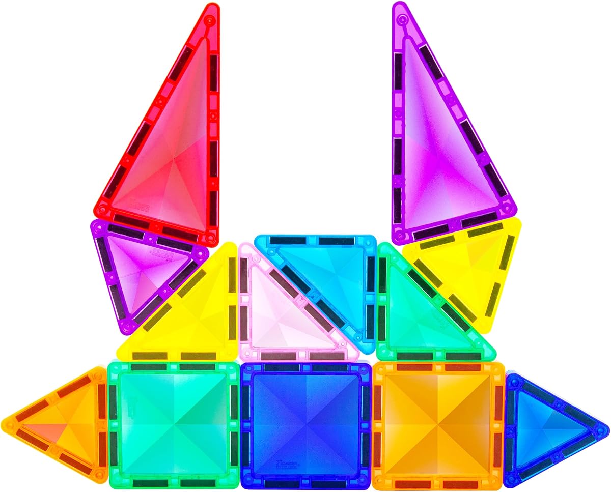 PicassoTiles Serie de tamaño de viaje Bloques de construcción magnéticos Juego de juguetes mini bloque de construcción magnético de diamante Juguetes sensoriales Preescolar Niño Niña Edad 3+ Kit de aprendizaje educativo STEM Juego de simulación PTM13