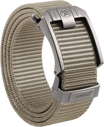 JUKMO Mens Ratchet Belt, Nylon Web with Automatic Slide Buckle in Gift Box