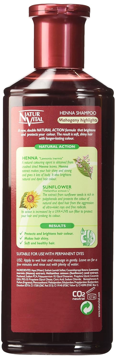Hair Shampoo Henna Red (Mahogany) - Colour and Shine - 300 Ml / Natural & Organic image 2