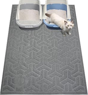 UPSKY XL Cat Litter Mat 35x47 Inch - Waterproof Anti-Slip Litter Trapping Mat, Soft on Paws, Extra Large Scatter Control for Indoor Cats