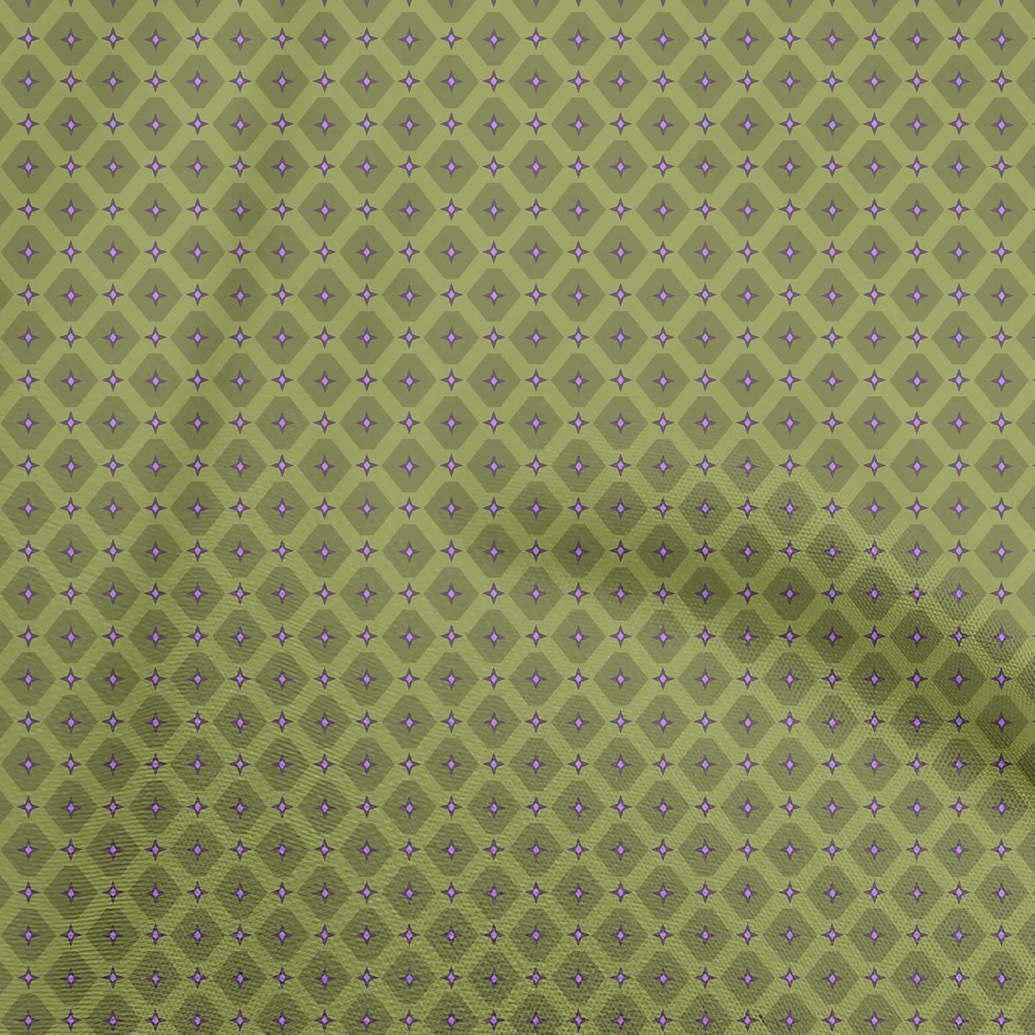 oneOone Polyester Spandex Light Green Fabric Geometric Quilting Supplies Print Sewing Fabric by The Yard 56 Inch Wide