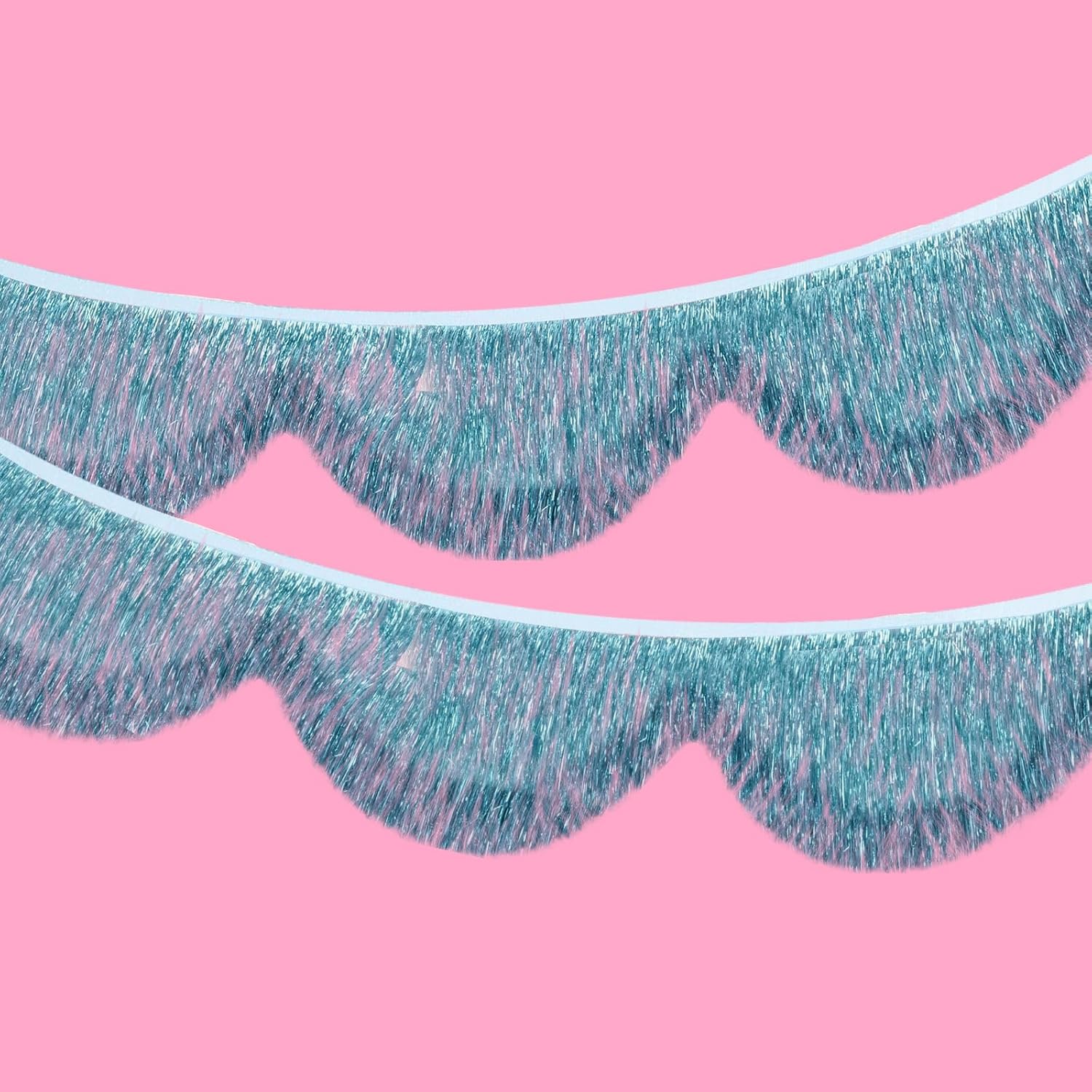 Blue Iridescent Scalloped Layered Fringe Banner 5.9ft Bachelorette Party Decorations, Coastal Birthday Party Decor, Baby Shower Supplies, Ocean Themed Photo Booth Banner Backdrop