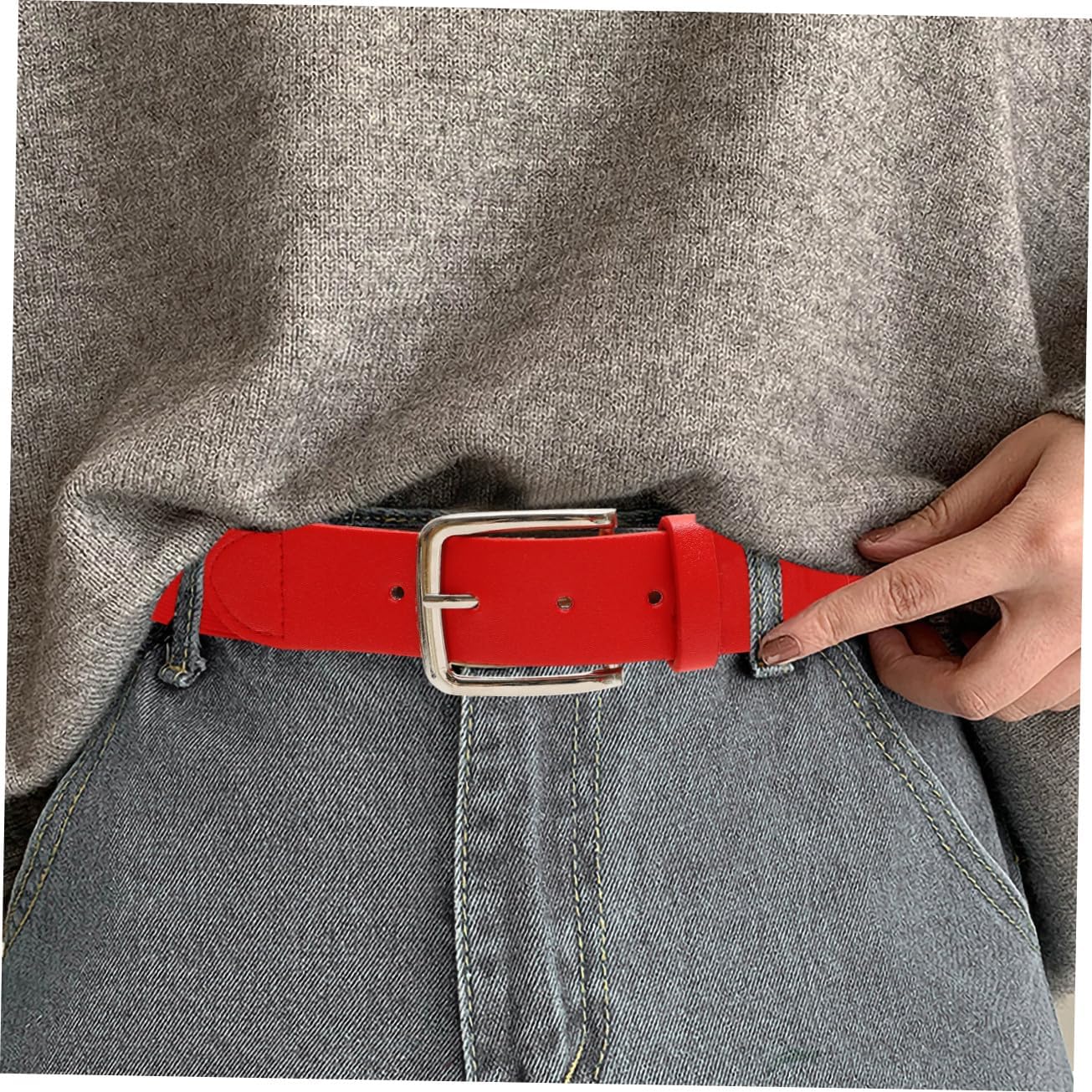 Elastic Baseball Belt for Men and Women, Red Imitation Leather Softball Sports Belt, Adjustable Stretch Outdoor Waistband for Youth and Students