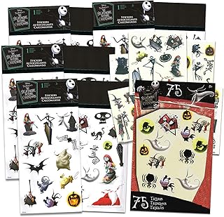 Classic Disney Nightmare Before Christmas Stickers and Tattoos Bundle ~ 100 Jack Skellington 75 Temporary For Kids Party Supplies Favors Birthdays Halloween More (Party Decorations), Decorations