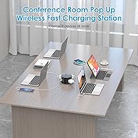 Vista 4 de Toma de corriente desplegable con cargador inalámbrico de 15 W, 4 salidas de CA y PD de 20 W USB de carga rápida, orificio de escritorio de 4.75