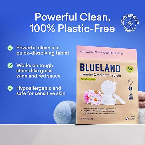 Miniatura 2 de BLUELAND Tabletas de detergente para ropa, 120 unidades, aroma Spring Bloom, cápsulas ecológicas sin plástico, hojas, alternativa líquida, seguras