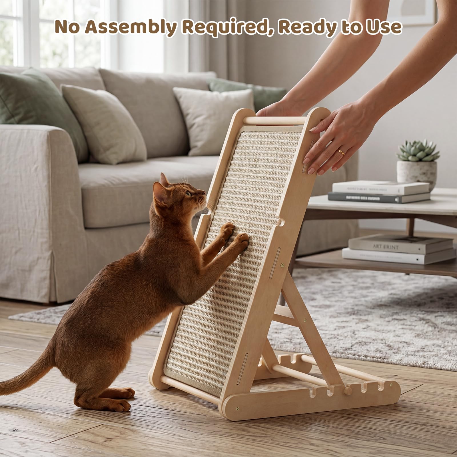 XiaZ Cat Scratcher, Sisal Scratch Pad for Indoor Cats,60 CM L Shape Cat Scratching Ramp, Cats Scratch Furniture Protector for Couch Sofa - 3