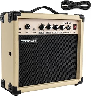 20W Portable Electric Guitar Amp, Lightweight Practice Amplifier with Clean & Overdrive Dual Channels, Professional Noise Reduction Cable Included (Vibrant Yellow)