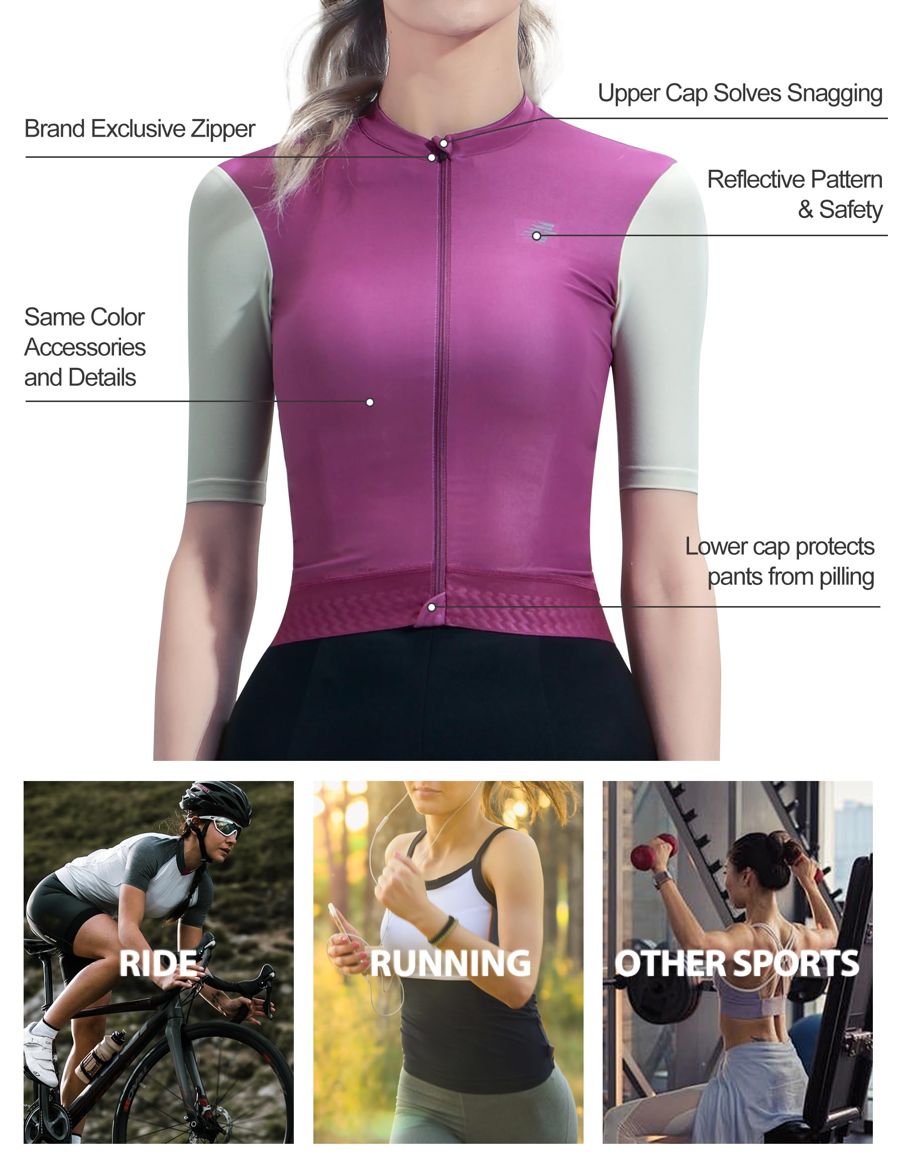 LAMEDA Maillot de Manga Corta Ciclismo Mujer Maillot para Bicicleta de Carretera Protección Solar