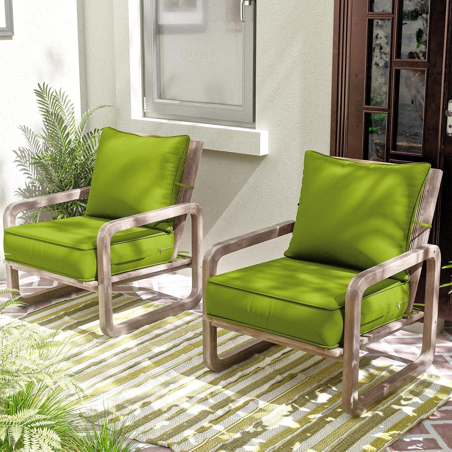 Outdoor Patio Chair Cushions Set 22 L X 24 W X 4 H Waterproof & Fade Resistant Deep Seat and Back Cushions with Removable Covers Outdoor Seat Cushion Set for Chairs and Sofas