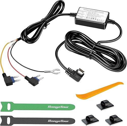Miniatura 10 de Kit de cableado para cámara de salpicadero, 13.1 ft/13.12 pies, 12 V-24 V a 5 V 2.5 A, cargador de cámara de tablero de automóvil, cable