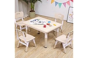 Kids Table and Chairs Set for Ages 5-9