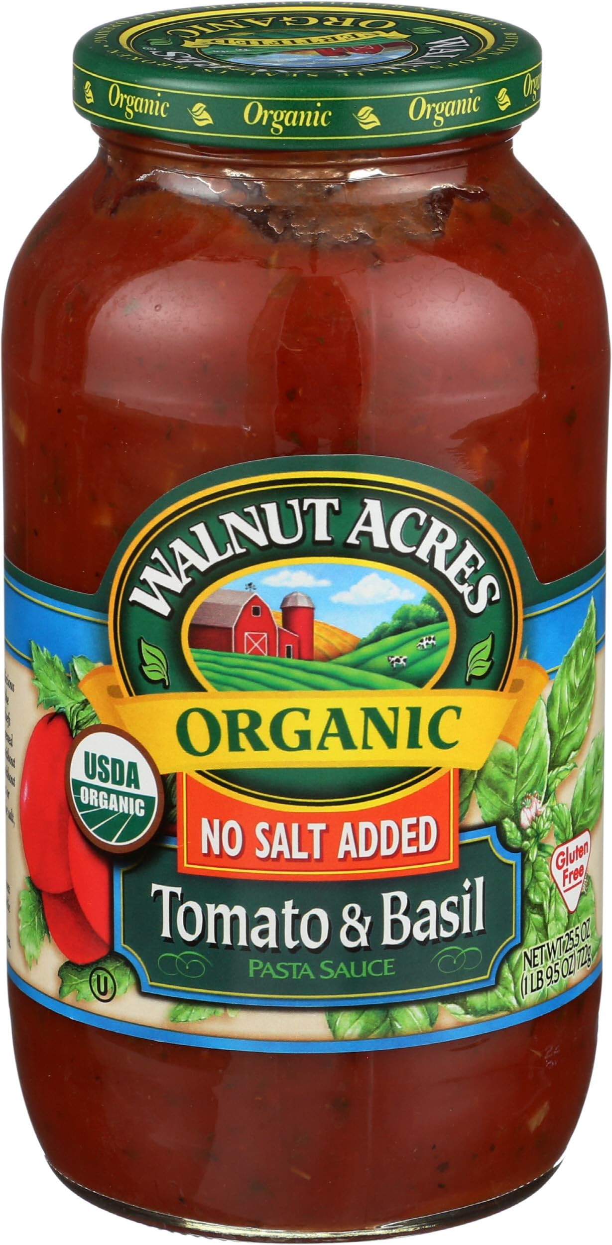 Walnut Acres, Tomato & Basil Pasta Sauce, Fat Free, Low Sodium, 25.5 oz