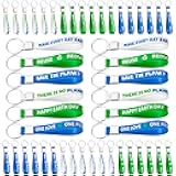 WATINC Awareness Silicone Keychains - 48Pcs Ribbons Health Awareness Stretch Keychain, Motivational Rubber Key Chain