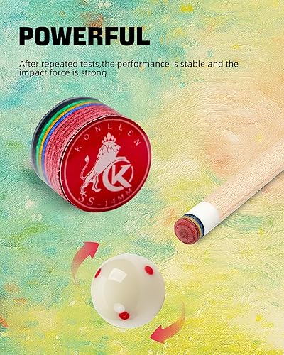 Miniatura 6 de KONLLEN Puntas de Taco de Piscina 9 Capas Arcoíris para Billar (Durezas SXSSSMMHH) (Tamaño 11mm14mm) Punta de Taco de Piscina con Junta Transparente