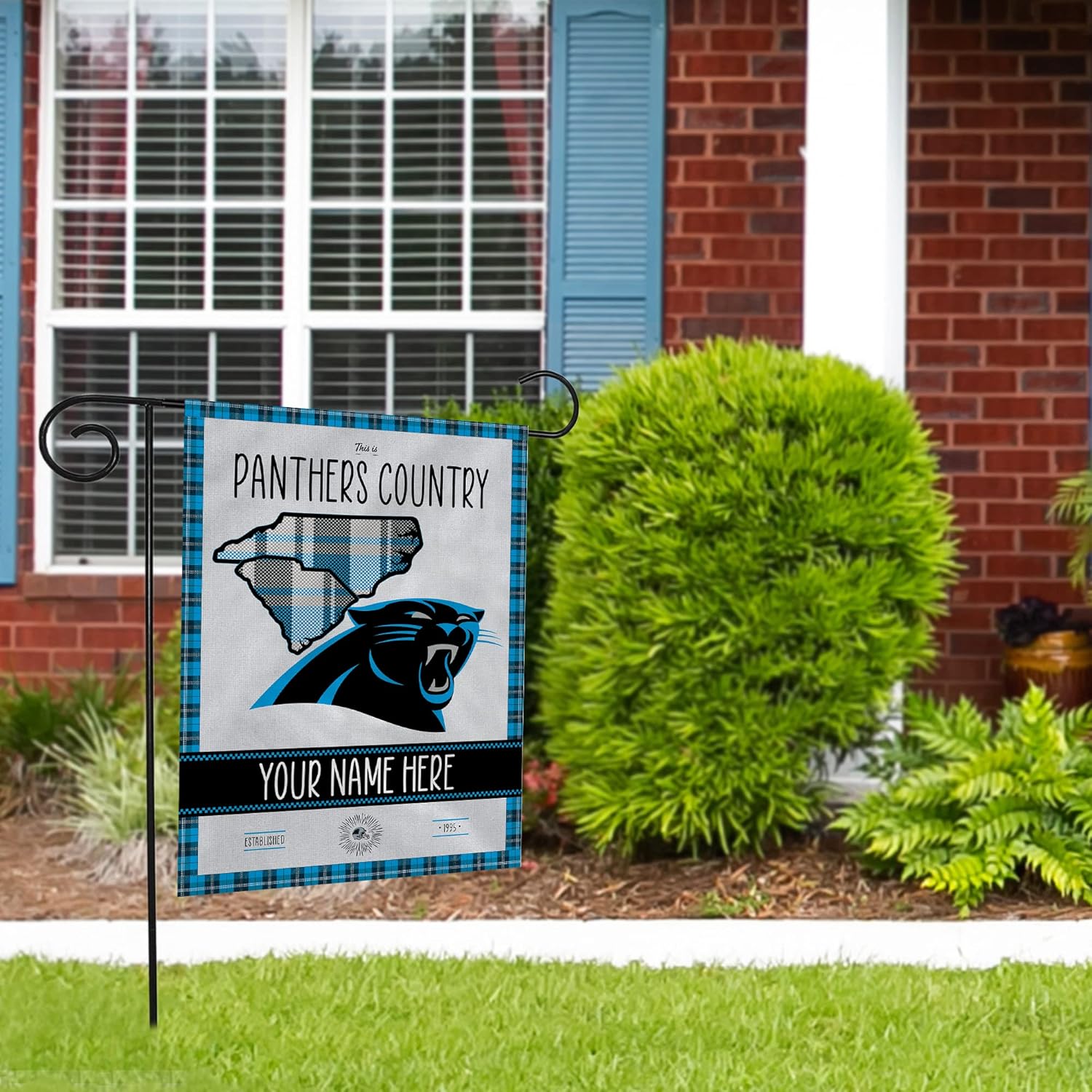 Rico Industries NFL Football Plaid/Hash Tag/This is Country Personalized 13" x 18" Double Sided Garden Flag