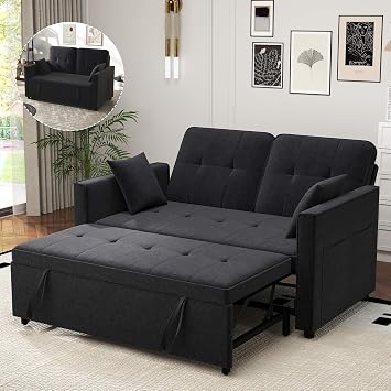 Black Convertible Sofa Bed 3 in 1 Sleeper Sofa Couch Bed