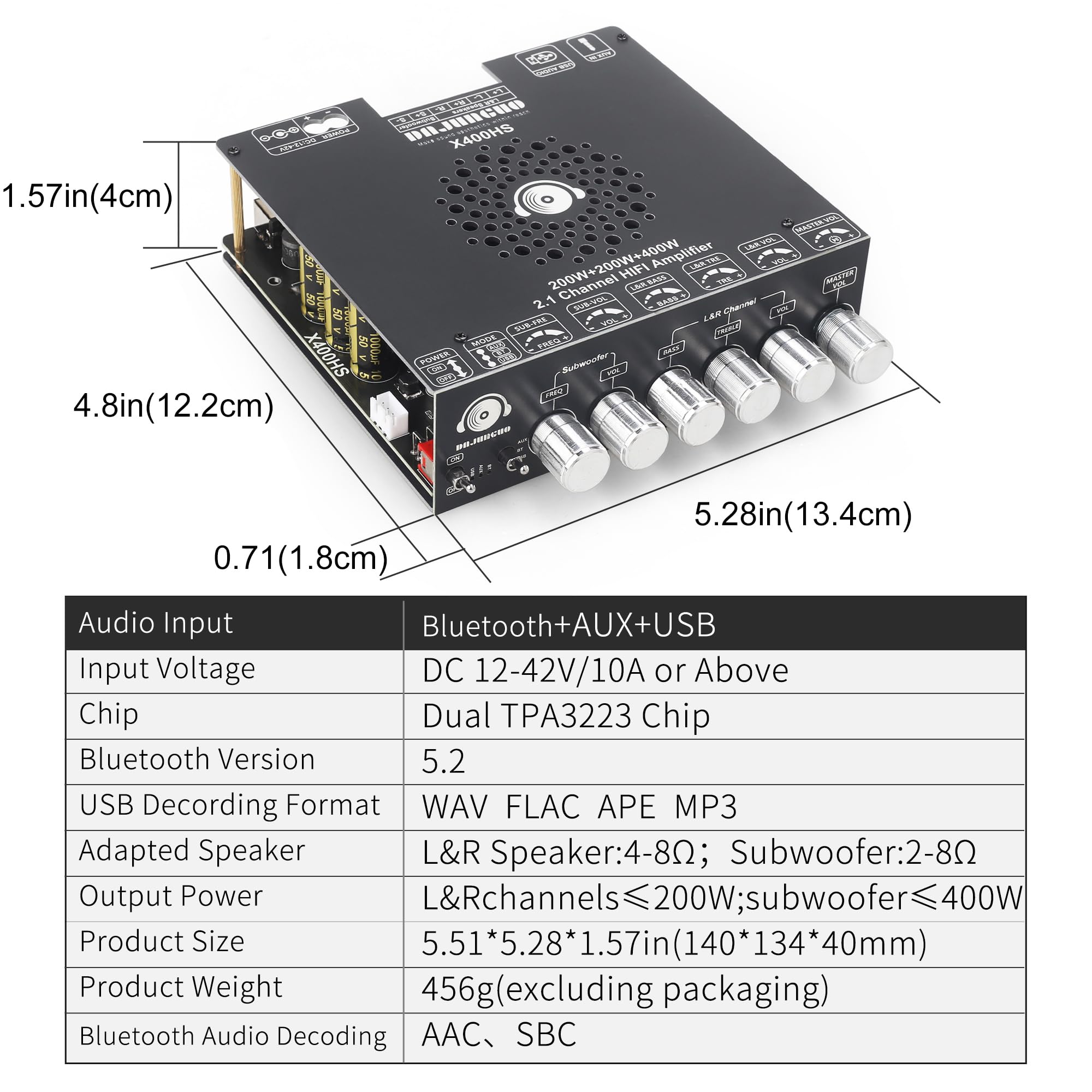 Amazon.com: X400HS 2.1 Channel Bluetooth 5.0 Amplifier Board