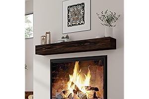 Rustic Fireplace Mantel: 48" Floating Shelves for Timeless Style
