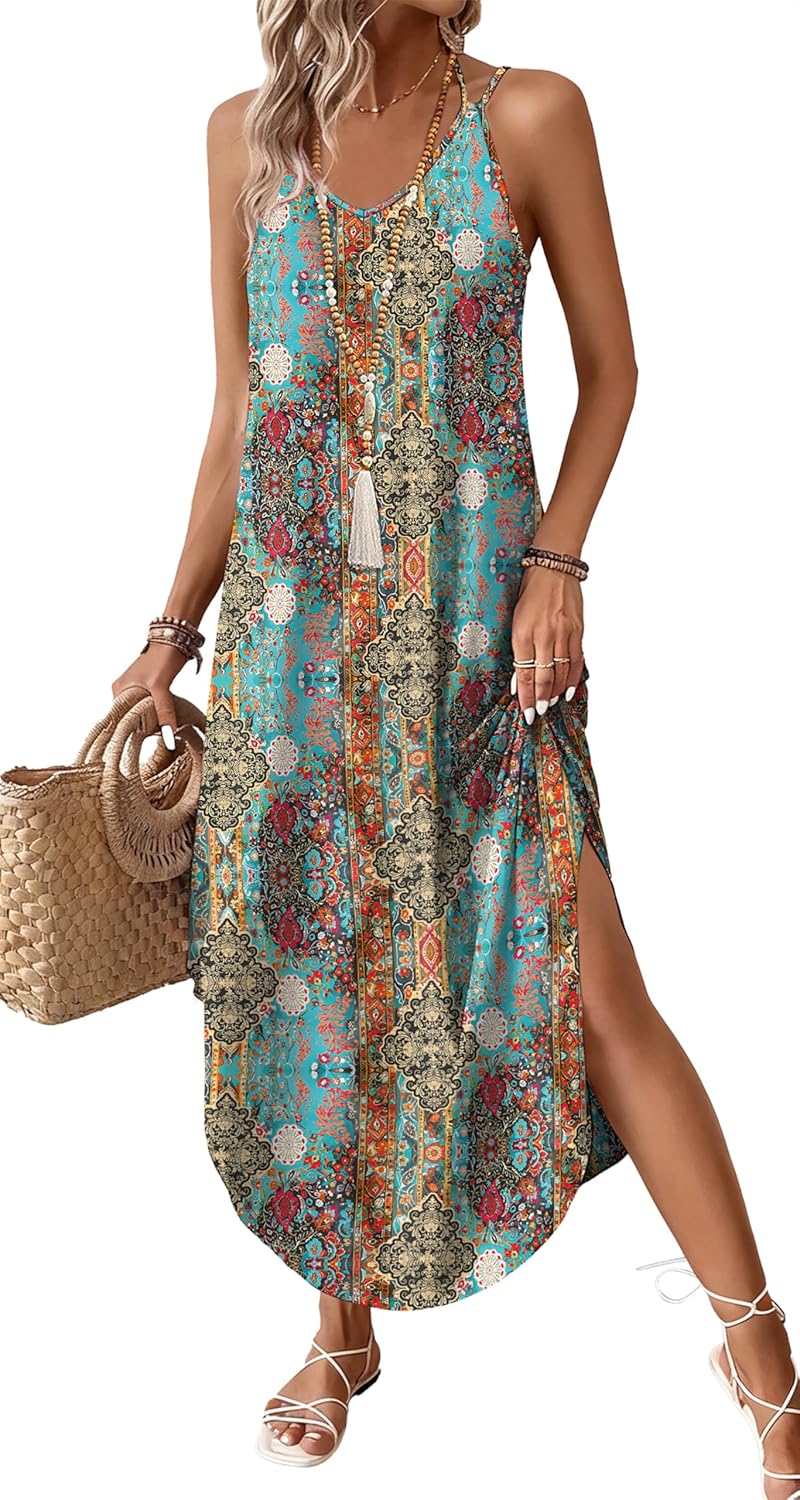 WIHOLL Summer Dresses for Women 2026 Maxi Dress Boho Halter
