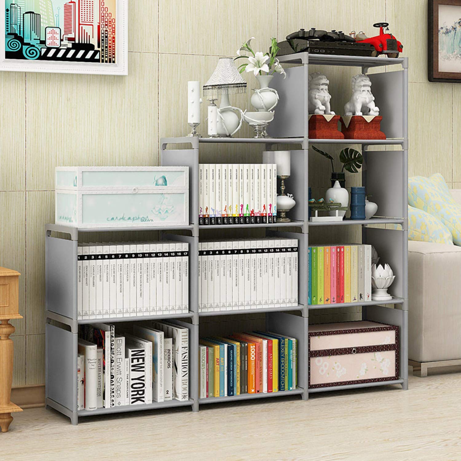 Gray 9 Cube Bookshelf 9 Cubes Book Shelf Office Storage Shelf Plastic Storage Cabinet Grey Amazon Com Au Kitchen