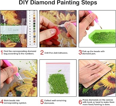 KTHOFCY 5D DIY Diamond Painting Kits for Adults, Highland Cow Flower Full Drill Embroidery Cross Stitch Crystal Rhinestone Paintings Pictures Arts Wall Decor Painting Dots Kits 11.8X11.8 inch