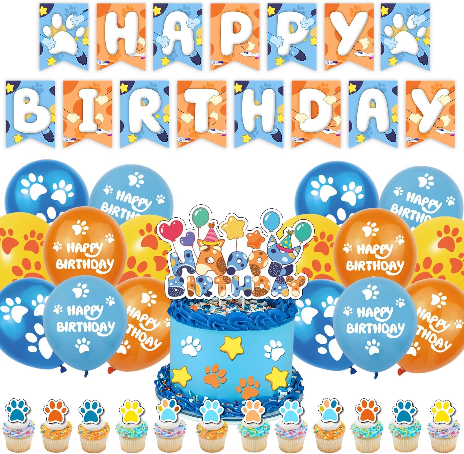 Blue Dog Birthday Party Decorations Dog Paw Theme Kids