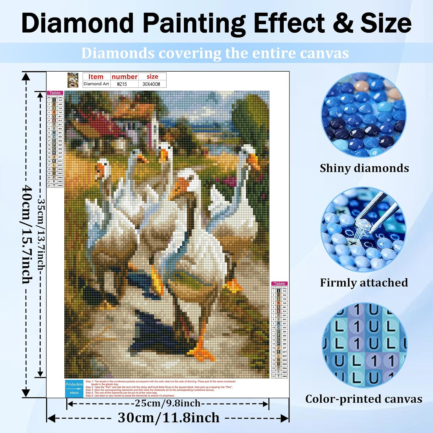 XTCIXAL Diamond Art Kits for Adults, Duck Diamond Painting, 12x16 Inch image 2