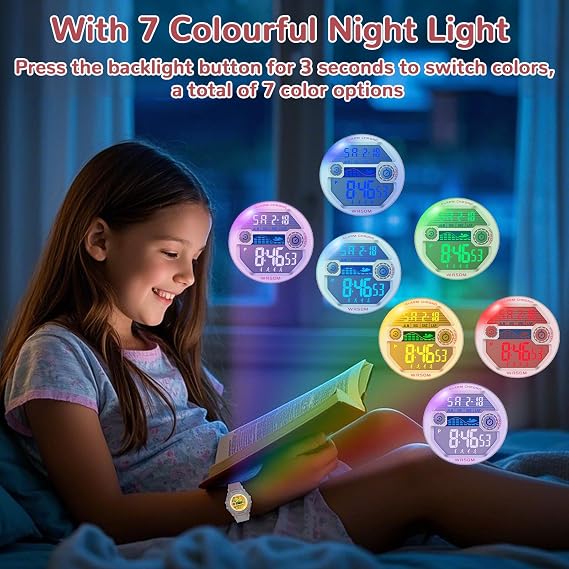 Kids Analog and Digital Watches for Boys Teen Girls, 7 Color Lights Waterproof Sports Watch for Kids with Stopwatch Alarm and Analog Watch, Great Present for Girls Ages 5-18 Teenagers