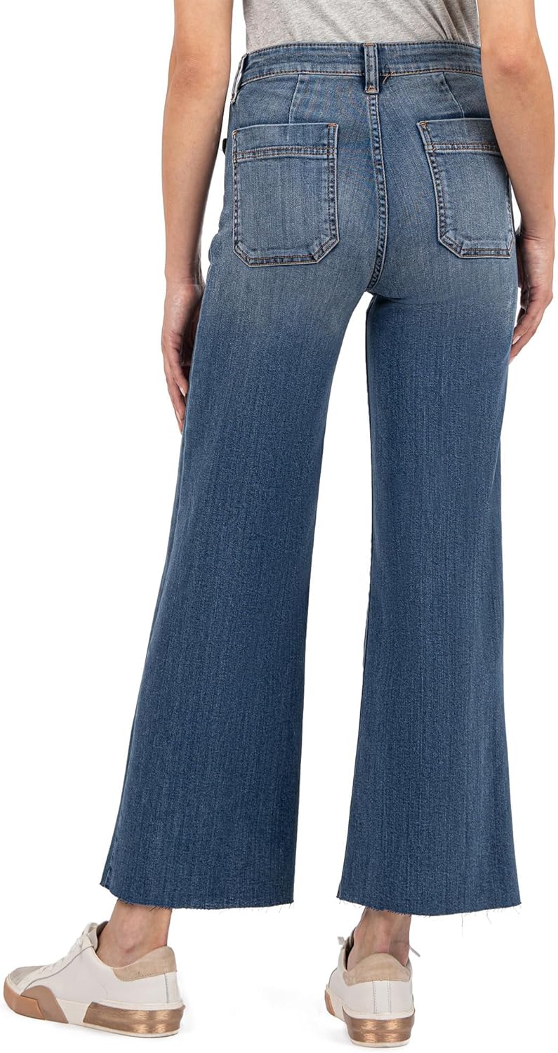KUT from the Kloth Womens Meg High-Rise Wide Leg Patch Pkts W/Braid on Top