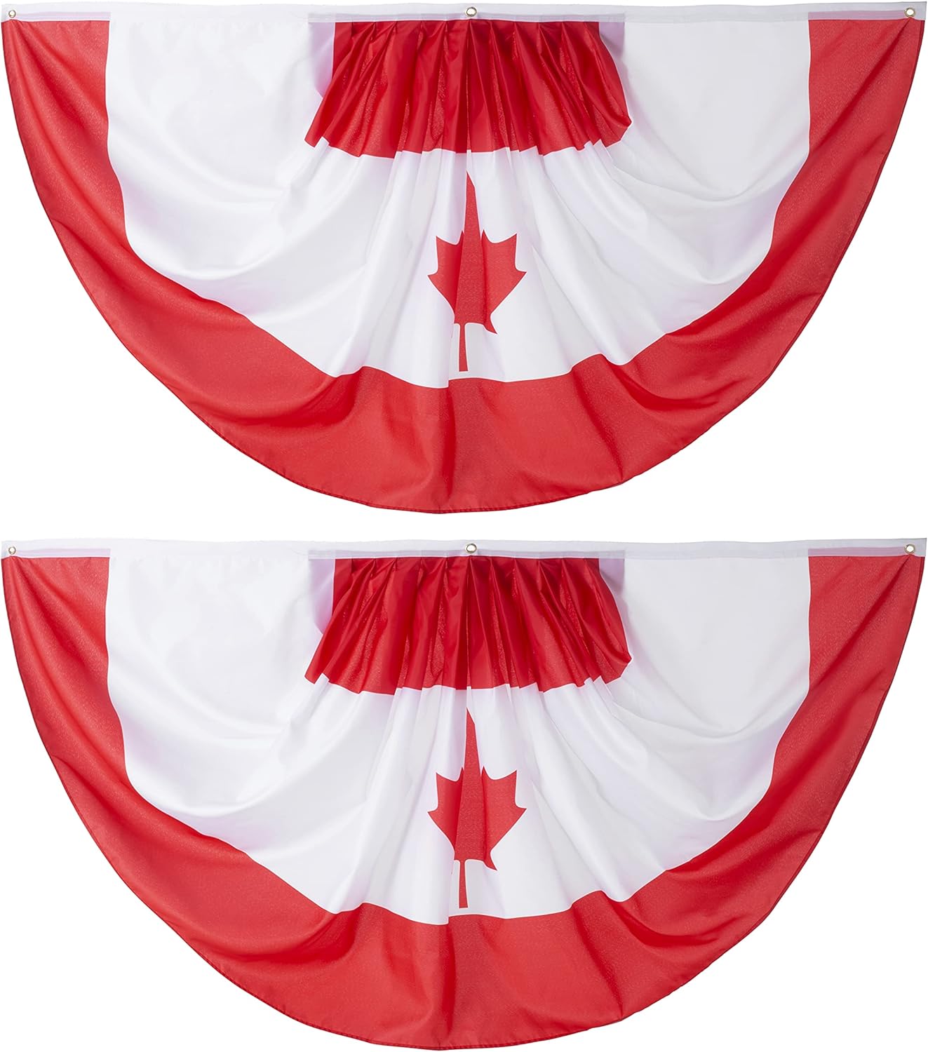 Canada Canadian Pleated Fan Flag Bunting 3 x 6 Ft Canada Pleated 2 Pcs Fan Flag Banner Indoor/Outdoor/Front Porch Decorations, Half Flag Patriotic Holiday decorations, Celebrations