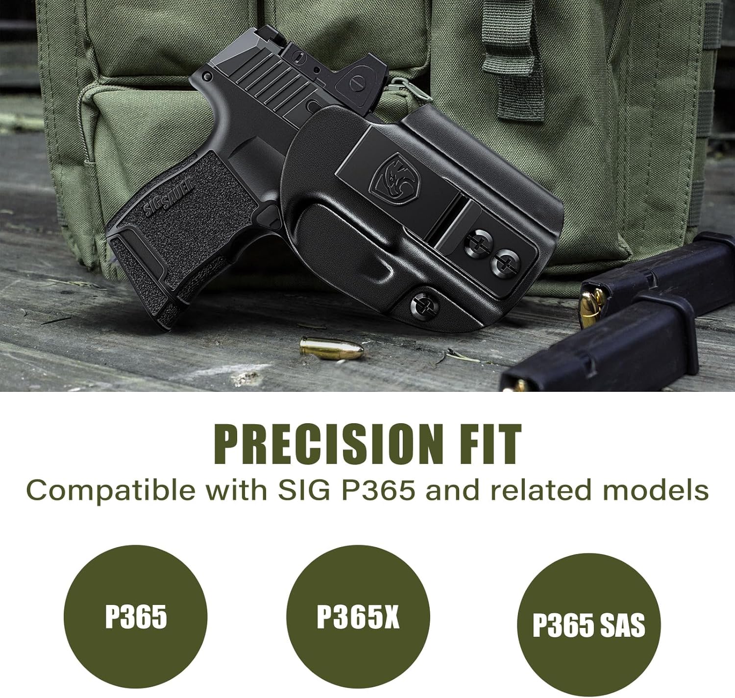 MUNALO IWB Holster Compatible with SIG Sauer P365, P365X and P365 SAS - Concealed Carry Holster with Optic Cut, Appendix Inside Waistband (Right Hand)
