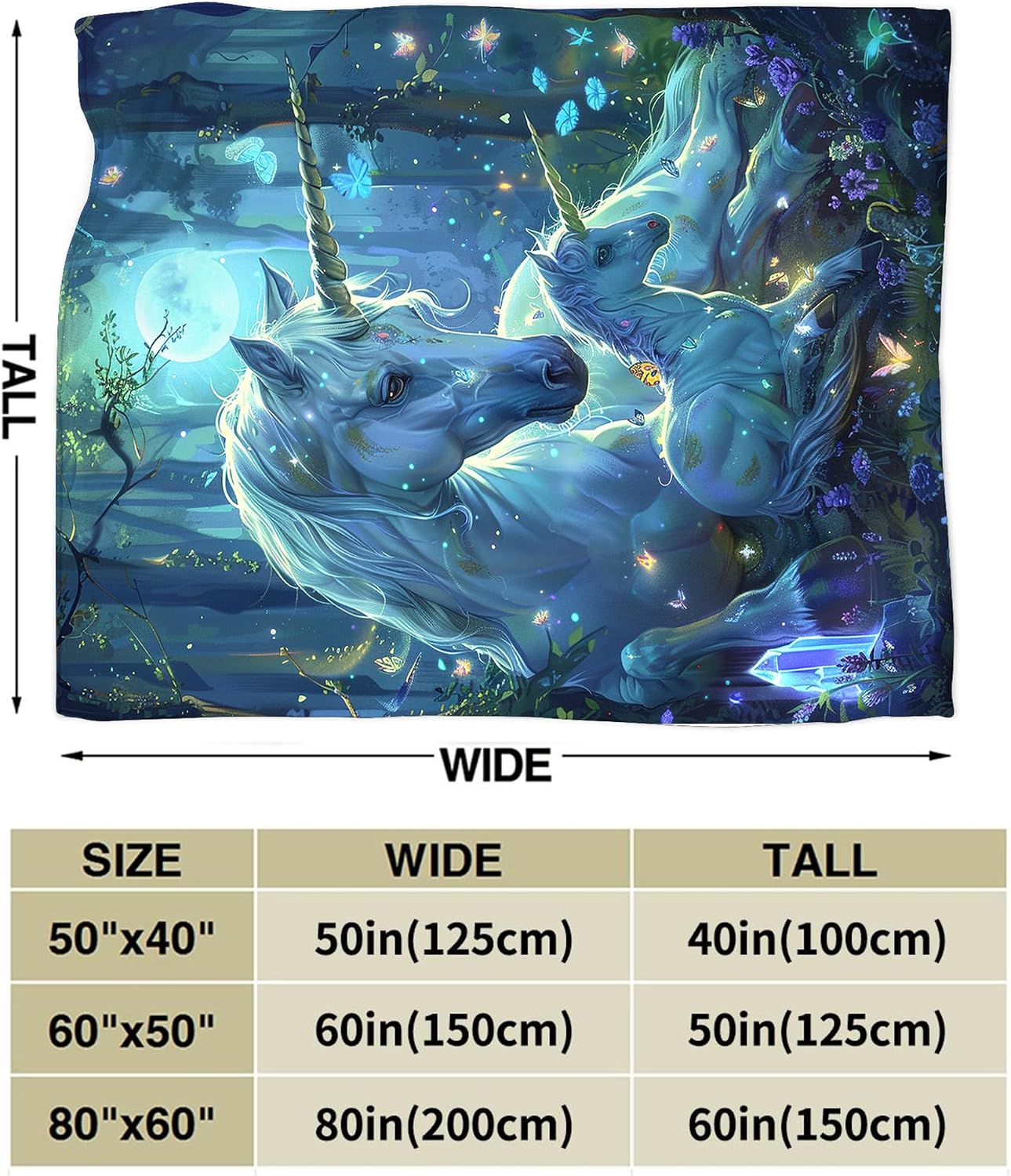 Unicorn Blanket for Girls - White Horse Throw for Women, Men, Boys - Soft Warm Cozy Fleece for Couch, Sofa, Bed - Gifts and Decor - 80"x60"