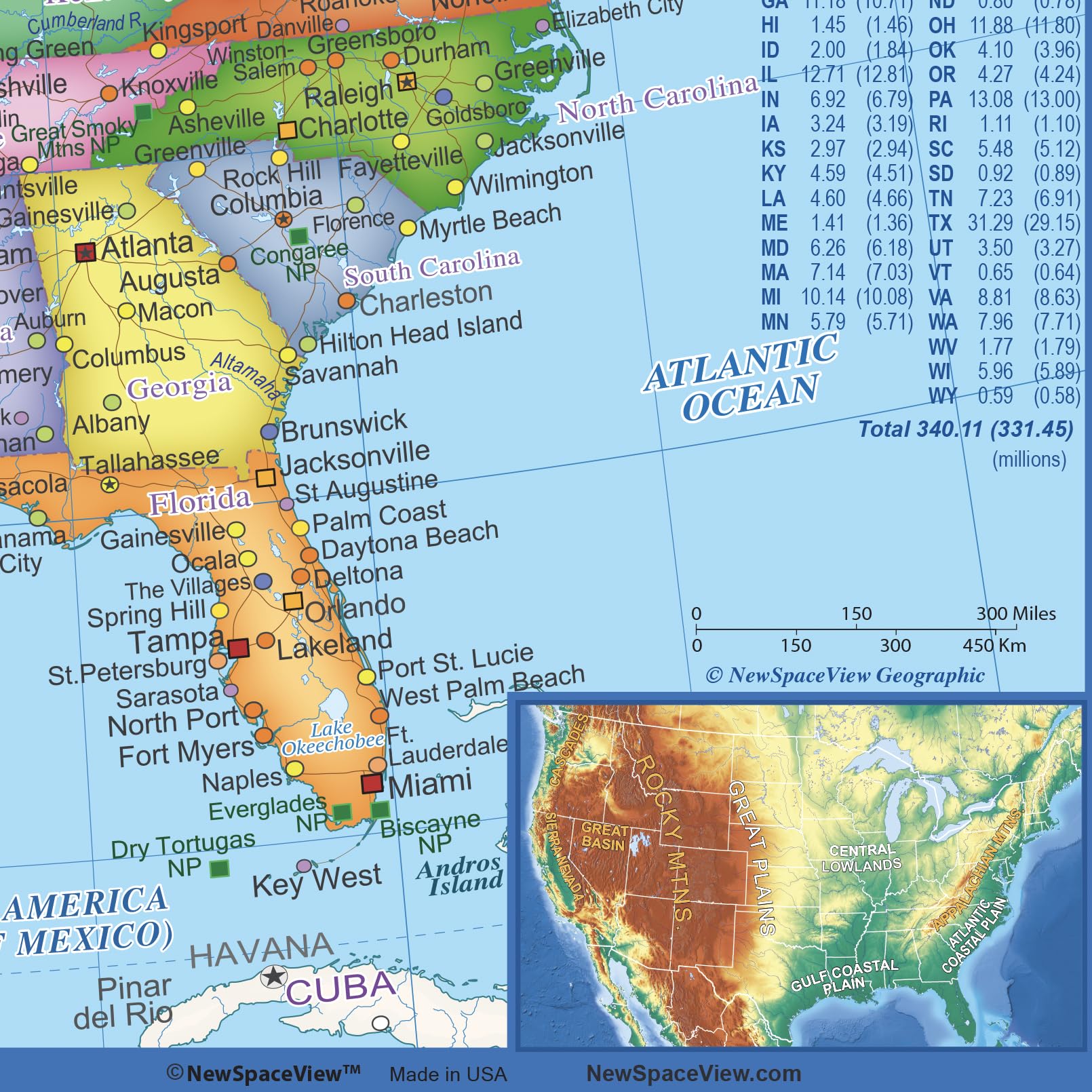 2-Sided Desk Map with Durable Lamination (1 Pack : US & US Centered World 17.5 x 11.5 inches)