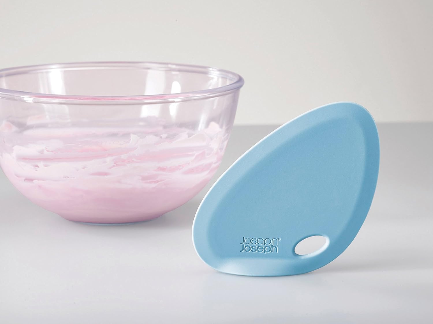 Joseph Joseph Fin Silicone Bowl Scraper With Integrated Stand Upright for Baking, Blue