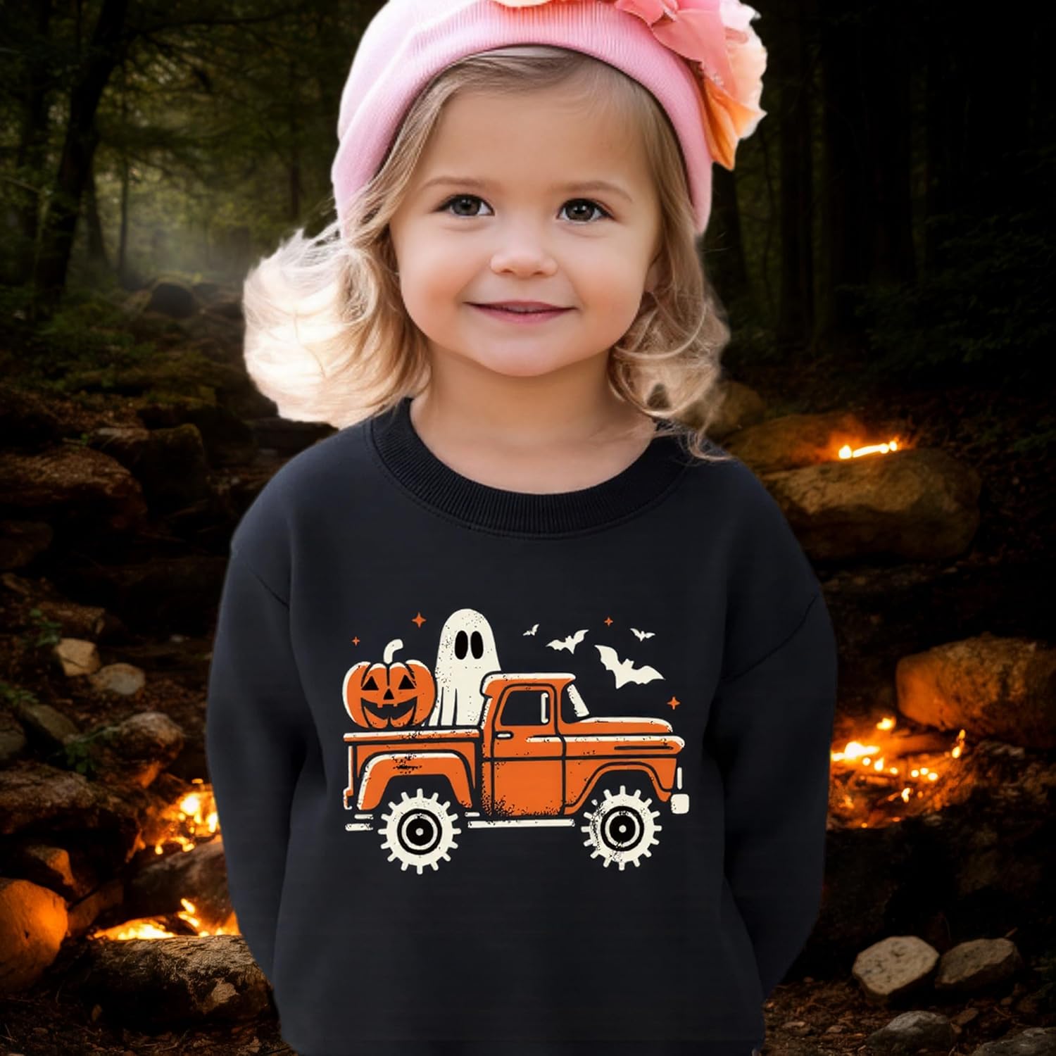 Kids Halloween Sweatshirt Boys Girls Pumpkin Ghost Toddler Shirt Crewneck Long Sleeve Graphic Top for 2-7T - Image 2
