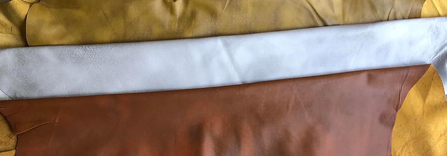 White Distressed Crazy Horse Nappa Sheepskin Leather Hide 0.8mm – Full Grain Whole Hide No Holes for Crafting (6–7 sq.ft)