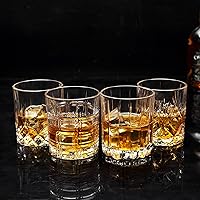 Vista 6 de KANARS Juego de 4 vasos de whisky – Vasos de licor de cristal multiestilo de 10 onzas – Rocas de vidrio para whisky, bourbon, ron y cóctel, regalos
