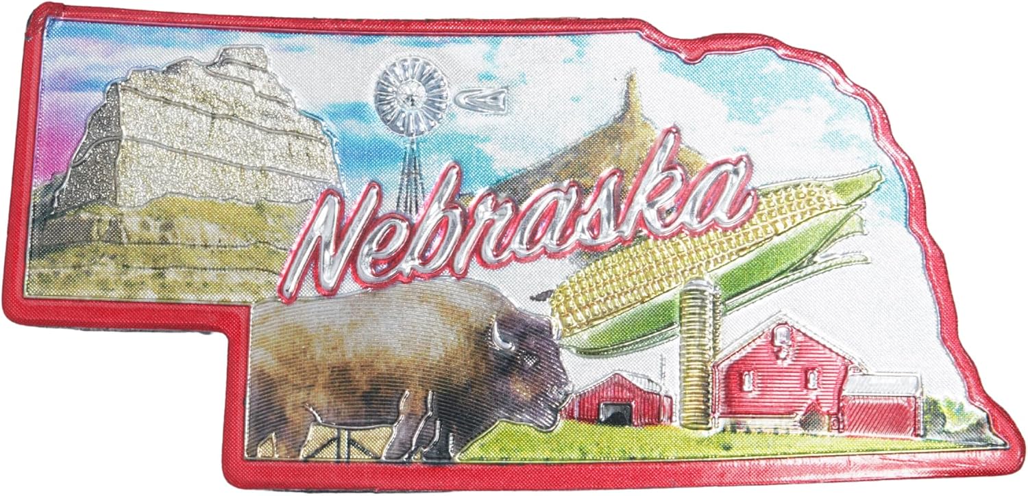 State of Nebraska Magnet, Collectible Souvenir Accessory for Refrigerators, Approximately 2 Inches