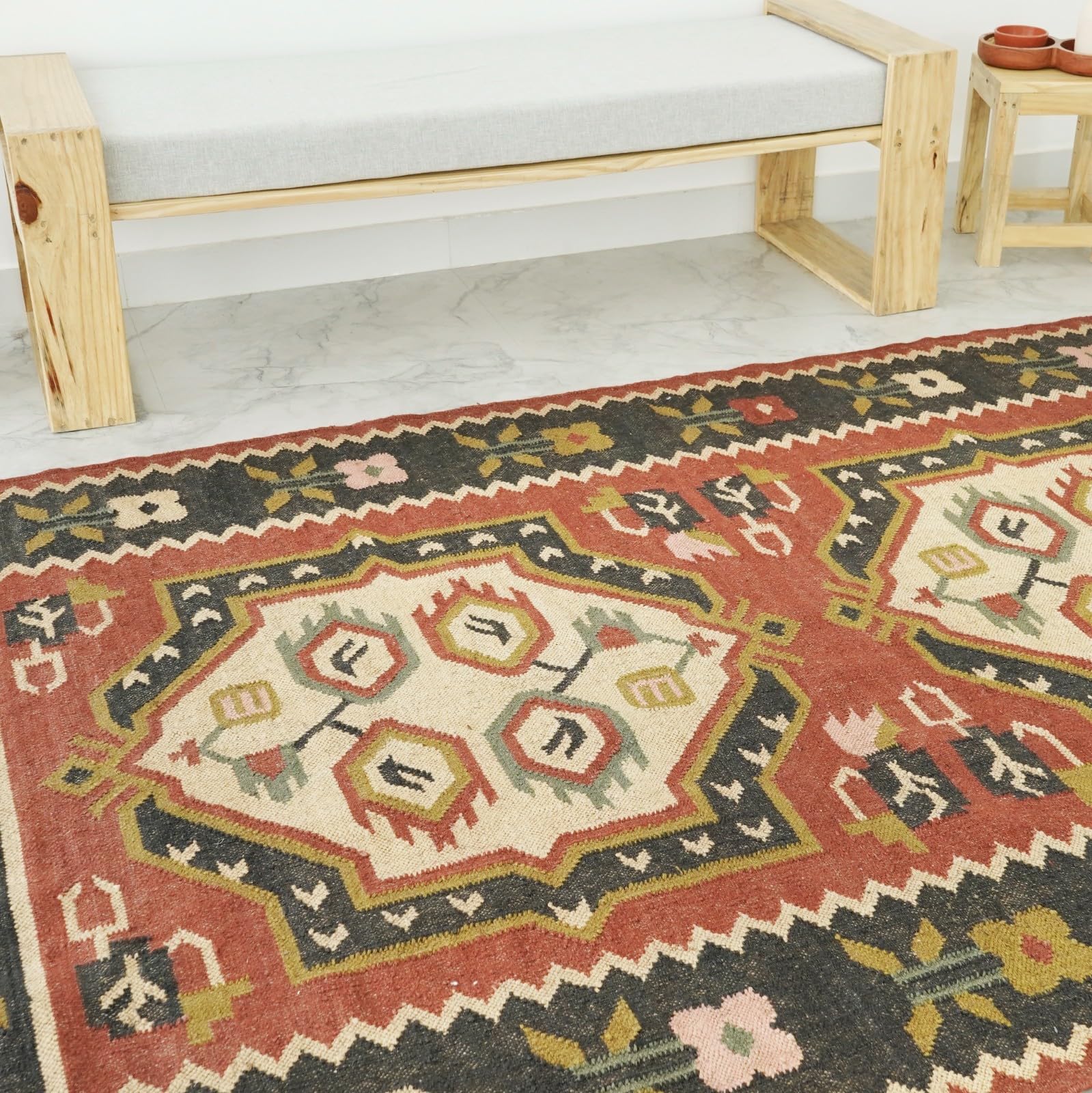 Tapis écologique en laine et jute fait à la main pour le salon 120 x 240 cm