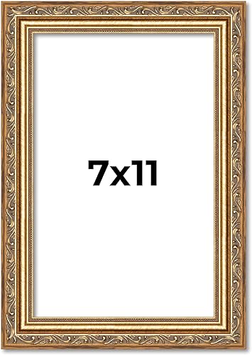 Vista 165 de Poster Palooza Marco de fotos de madera tradicional dorado antiguo de 6 x 18 pulgadas con plexiglás acrílico UV, respaldo de tablero de espuma